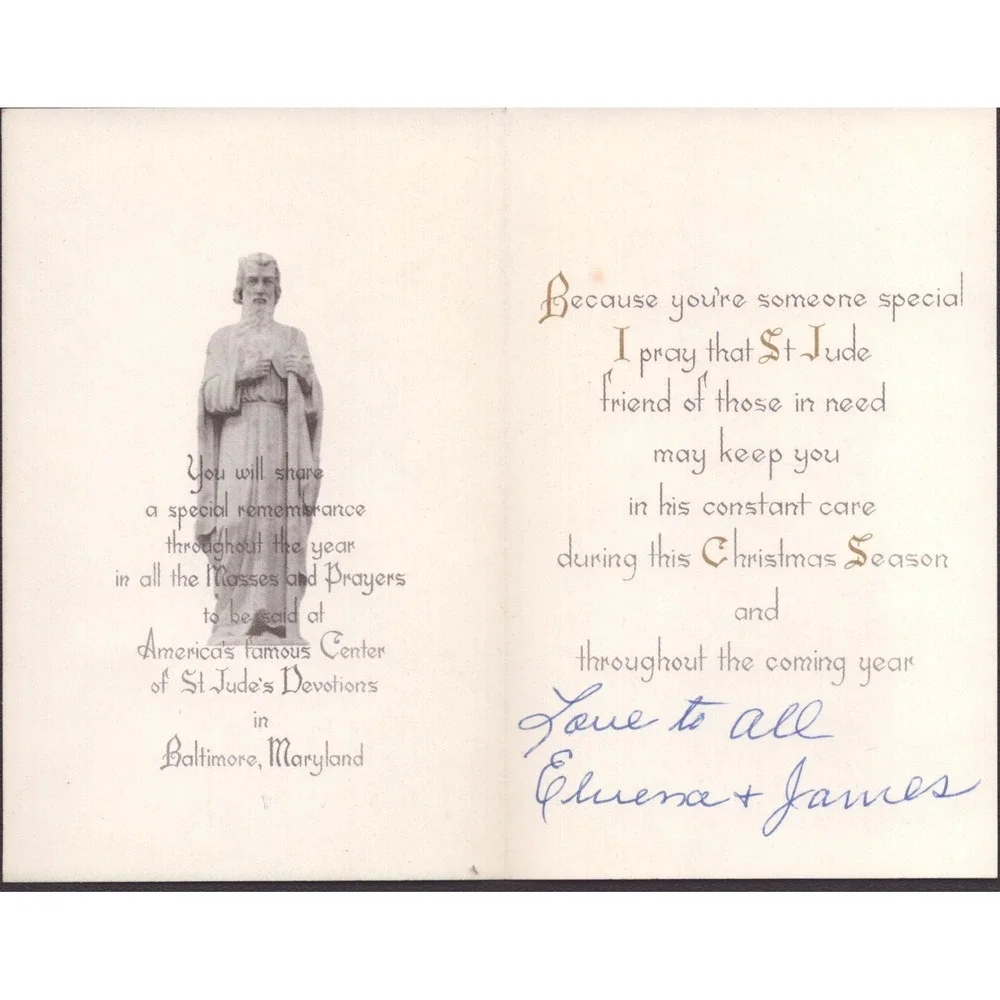 Vintage 1960s Christmas Card Madonna Child St Jude Shrine Baltimore Litho